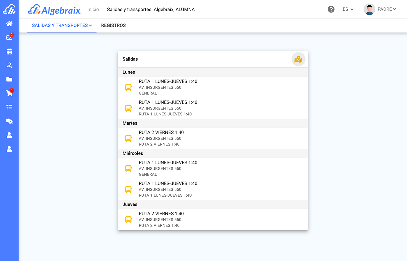 Salidas y transportes 2